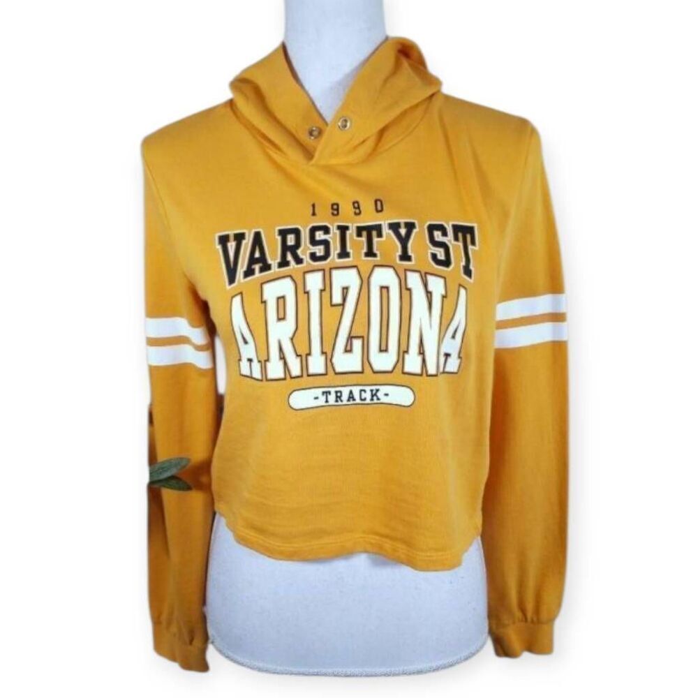 H&M YELLOW CROP HOODIE SZ.14Y EUC